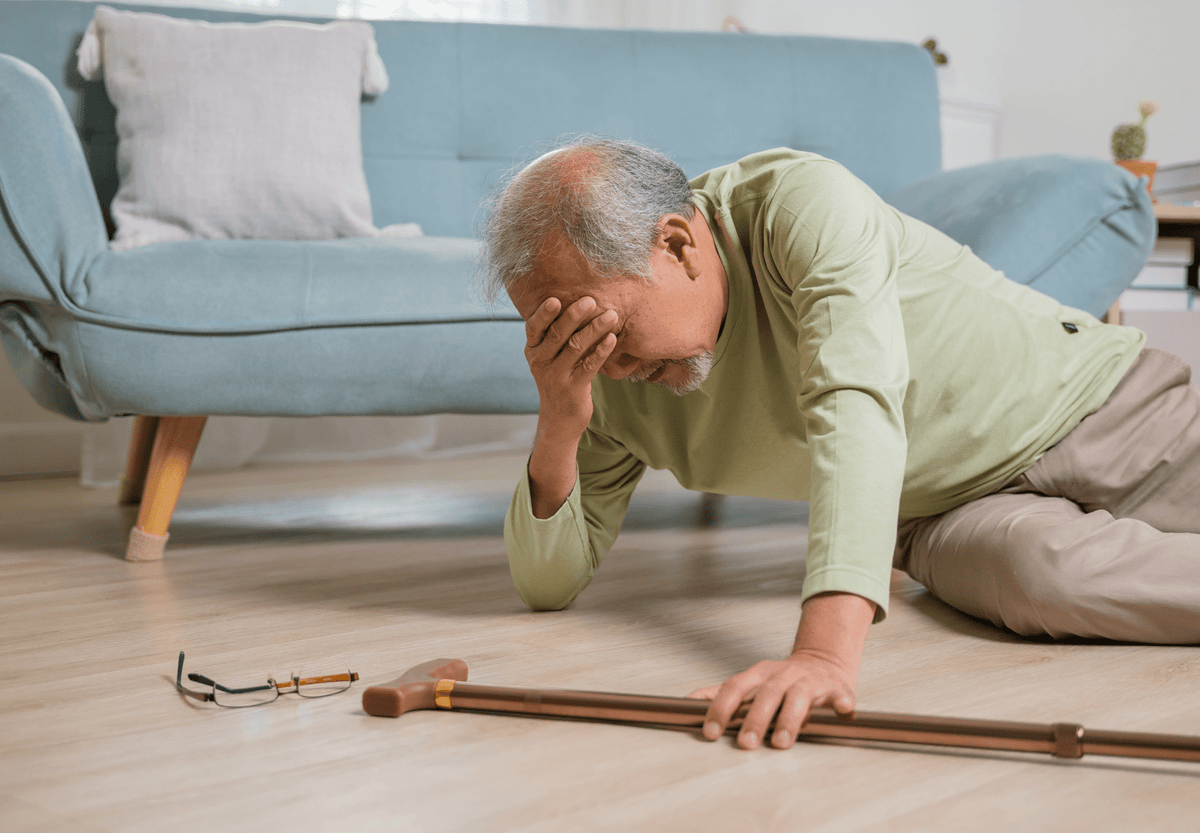 Senior Man Falls Over in Home