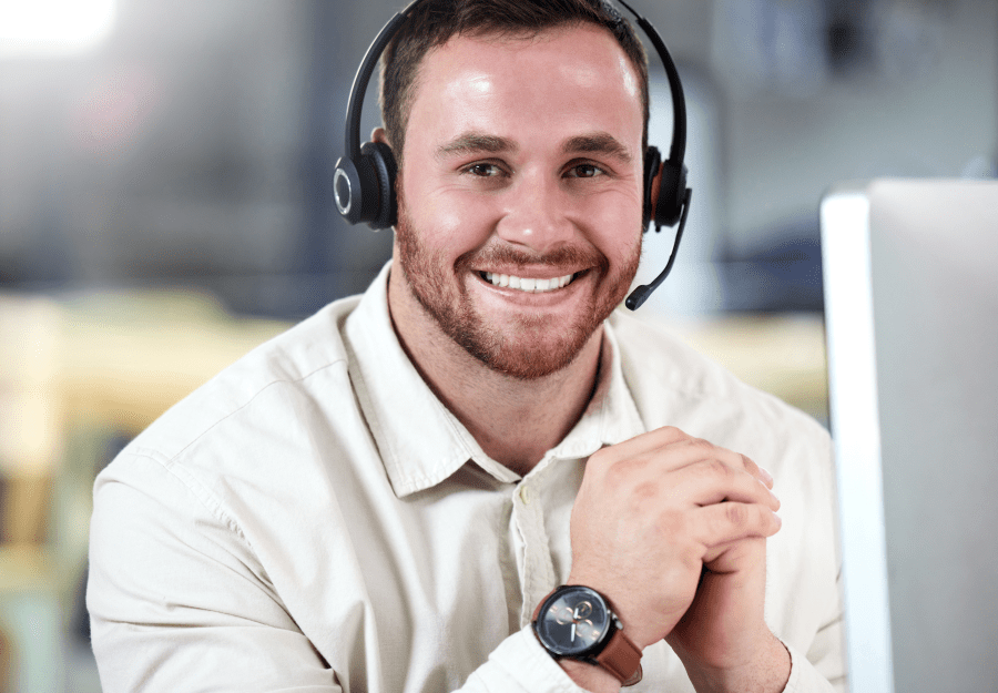 customer support representative on phone