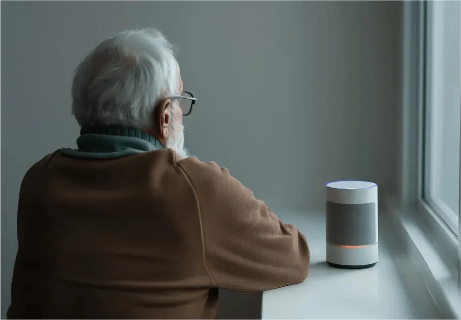 A parkinson's patient using smart speaker tech
