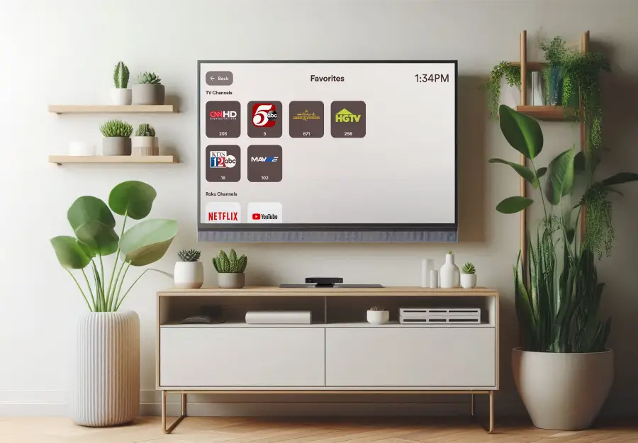 Simple JubileeTV favorites screen makes it easy to find channels and streaming apps