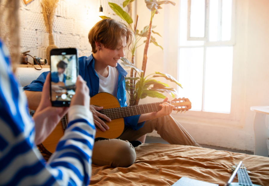 using smartphone to record a video to share to grandma's TV