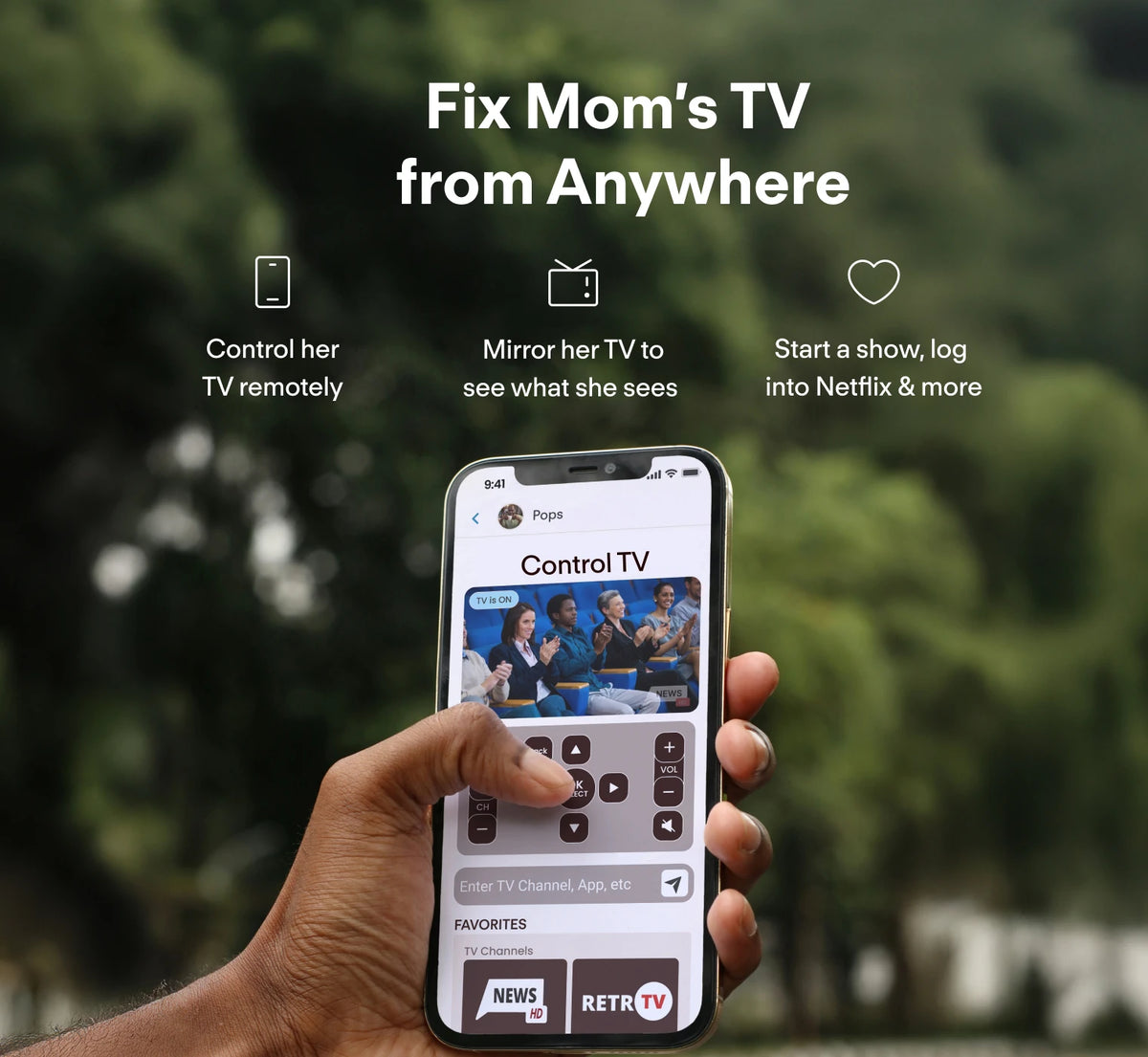 TV for Seniors Video Calling, Remote TV Control, Check-Ins