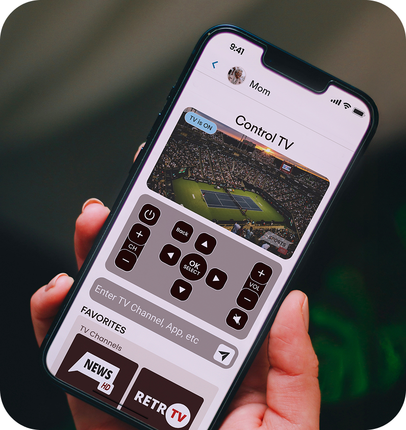 Phone screen displaying JubileeTV's remote control function within their app.